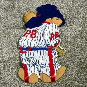 Vintage Paddington Bear Baseball Soft Plush Wall Hanging Decoration 1990